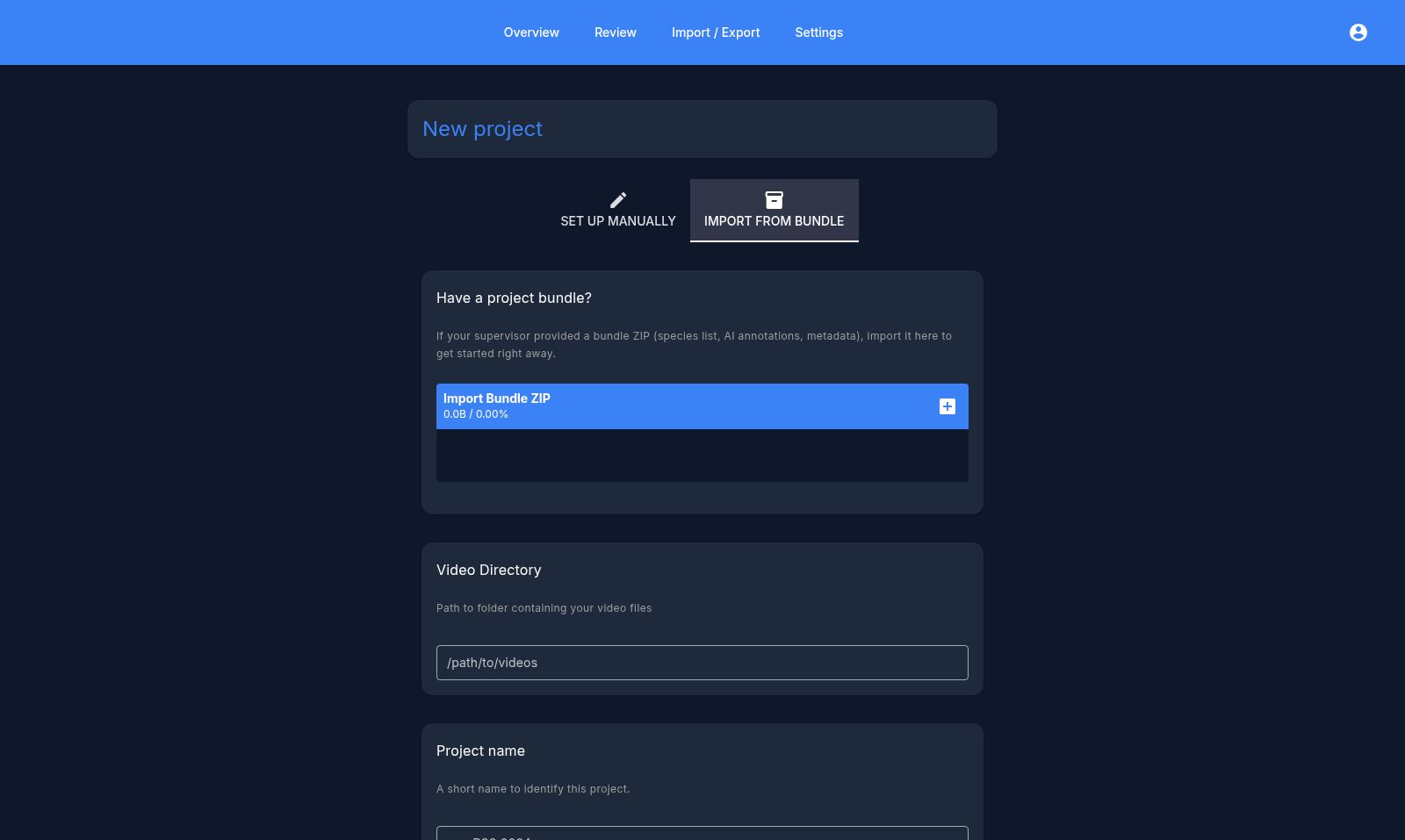 Creating a project from a bundle ZIP