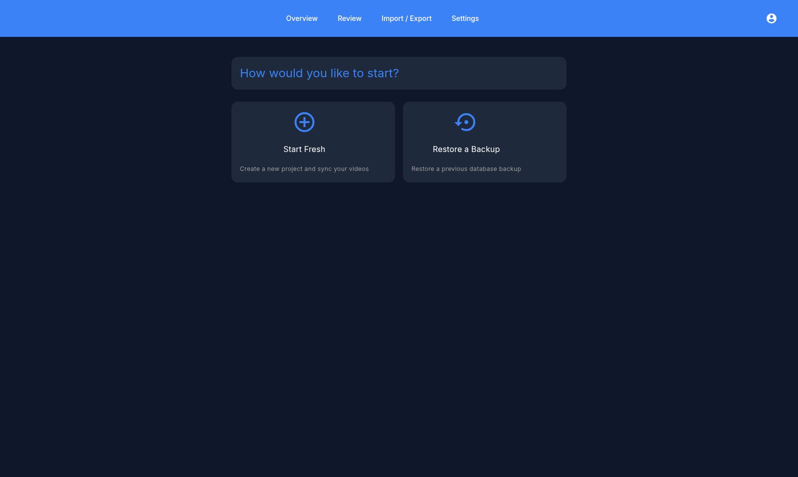 Choosing between starting fresh and restoring a backup